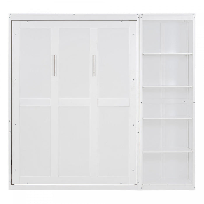 Jocelyn Space-saving Full Murphy Bed With Shelves - White 