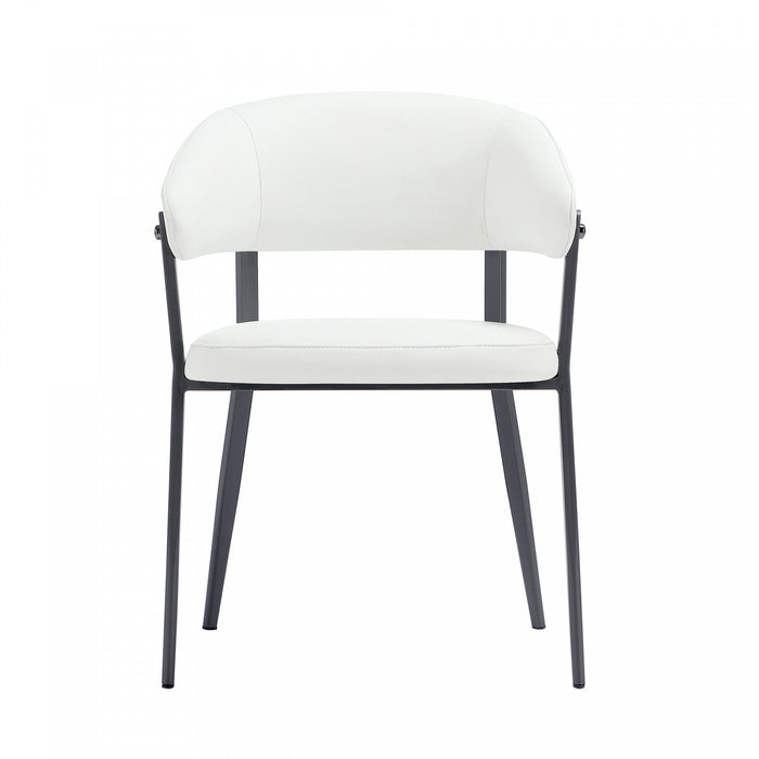 Belle Modern Metal Upholstered Dining Chair in White 