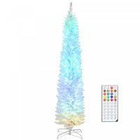 HOMCOM 7.5ft Christmas Tree with DIY Synchronized LEDs, Xmas Tree, White