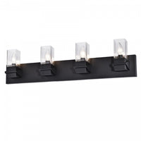 Dainolite Veronica 4 Light Vanity Light Matte Black Clear Glass Lamp