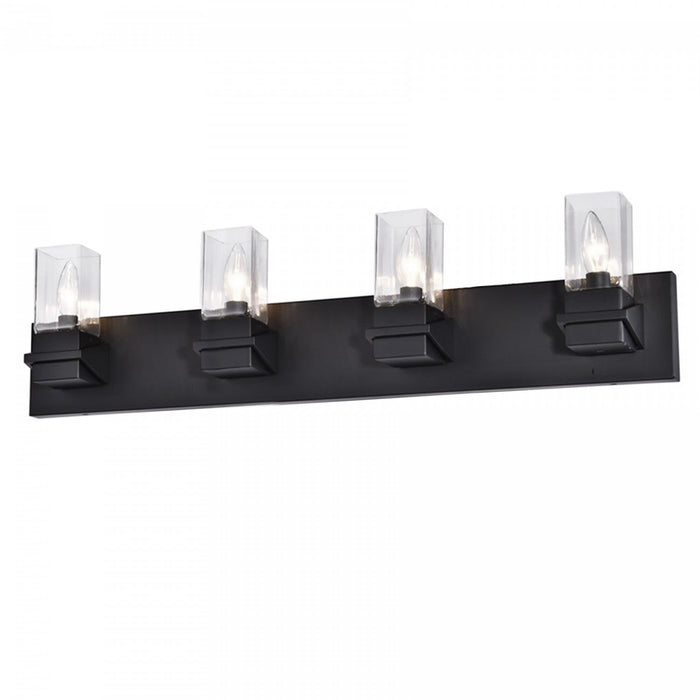 Dainolite Veronica 4 Light Vanity Light Matte Black Clear Glass Lamp