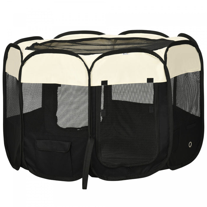 Pawhut Foldable Pet Playpen For Indoor/outdoor Use, Portable Exercise Pen Kennel With Storage Pocket