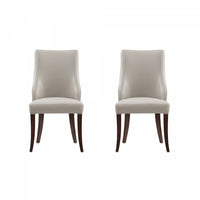 Connie Modern Wood Vegan Leather and Velvet Dining Chair in Light Gray - Set of 2