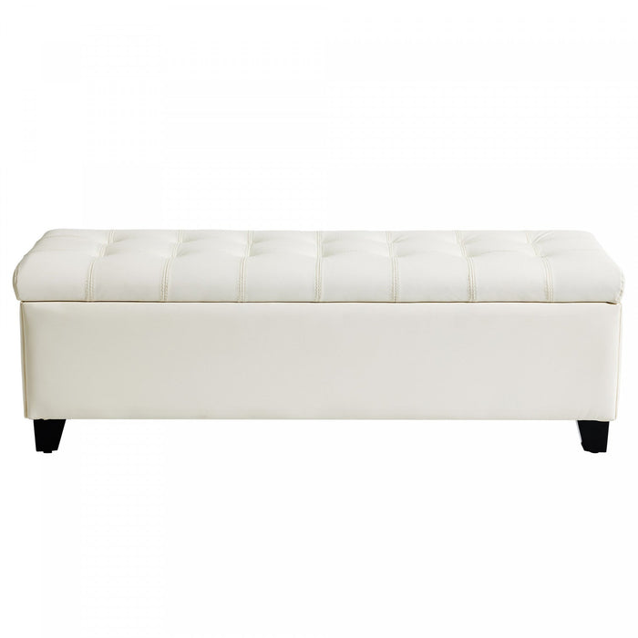Sophia 48\" Storage Ottoman Bench with Legs End of Bed Bench,Beige  