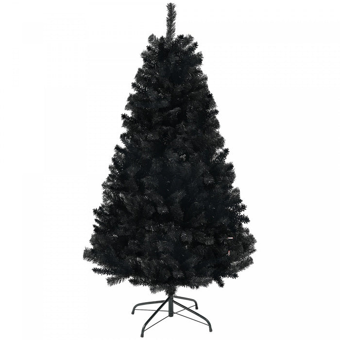 Homcom 6ft Artificial Christmas Tree With Auto Open, Steel Base, Black