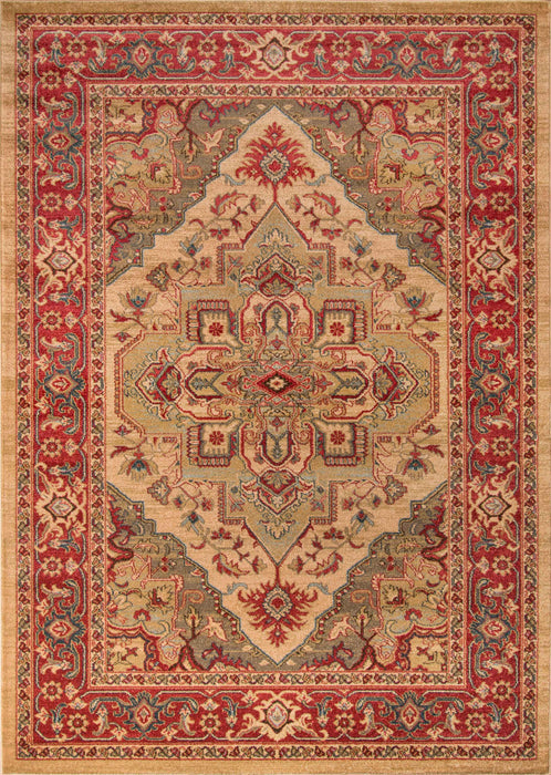 Lux Traditional 3'11\" x 5'7\" Area Rug in Ivory Indoor Area Rug 