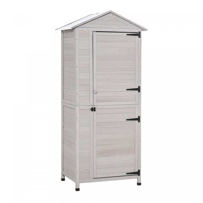 Outsunny 36\" X 25\" X 79\" Outdoor Wooden Garden Shed, 4 Tiers Tool Shed Organizer With 3 Shelves, Han