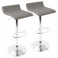 LumiSource Ale Grey Fabric Contemporary Adjustable Height Barstool with Swivel - Set of 2