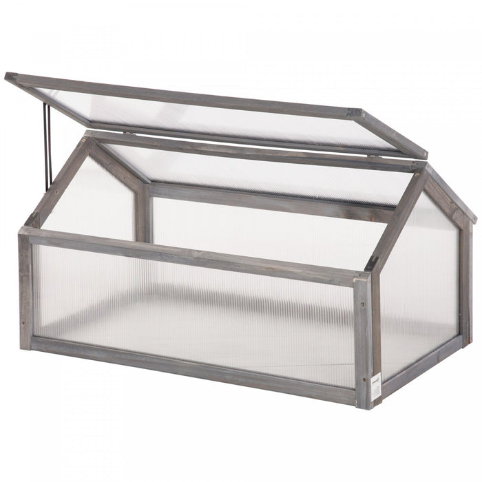 Outsunny Wooden Cold Frame Greenhouse Garden Portable Raised Planter With Openable Top For Indoor, O