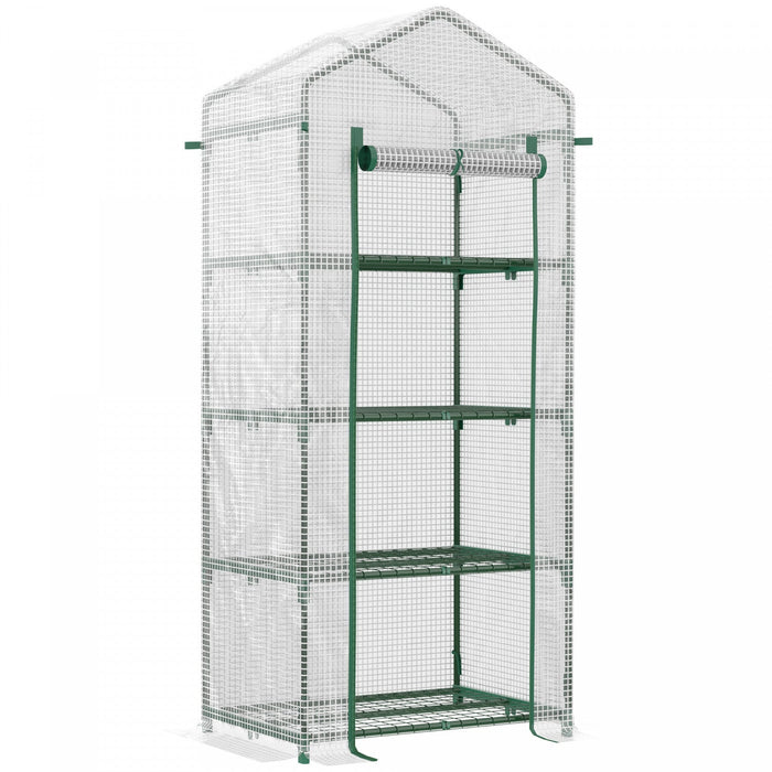 Outsunny 28\" X 20\" X 63\" Portable Greenhouse With 4 Tier Shelves Outdoor Hot House Plant Flower Gree