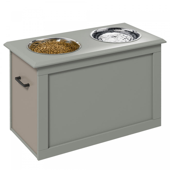 Pawhut Elevated Dog Bowls For Large Dogs With Storage Dog Pet Diner Function 2 Stainless Steel Dog B