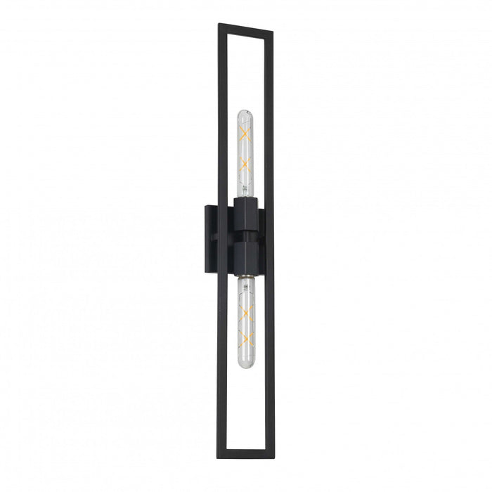 Dainolite Wisteria 2 Light Wall Sconce Tall Matte Black Lamp