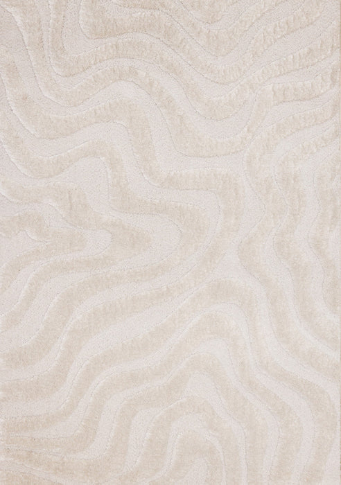 Lincoln Modern Luxurious Plush White Curves Area Rug - 5'3\" x 7'7\"