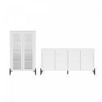 Abbey Modern 2-Piece Buffet and Bookcase in White 