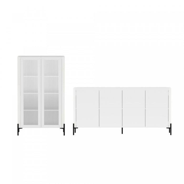 Abbey Modern 2-Piece Buffet and Bookcase in White 