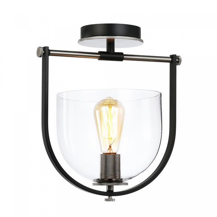 Cheshire Black & Nickel 1-Light Semi-Flush Mount