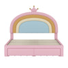 Maggie Upholstered Rainbow Princess Bed With Storage Drawer And Velvet Platform Frame,full Size,pink Full Bed 