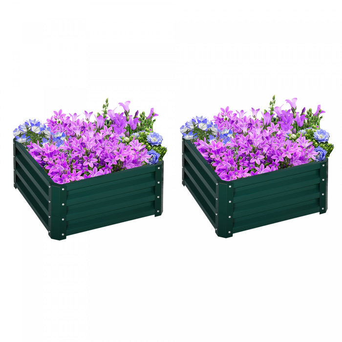 Outsunny 2' X 2' X 1' 2-pieces Raised Garden Bed With Color Steel Frame For Vegetables, Flowers, Her