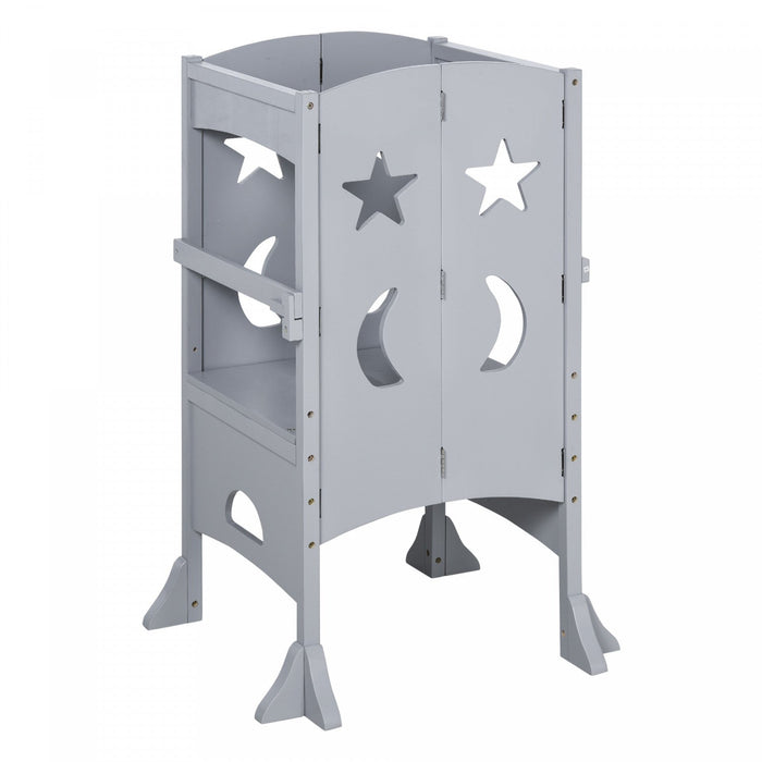 Qaba Step Stool With Support Handles, Safety Rail And Non-slip, Hardwood Stepping Stool For Kids And