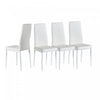 Ava Modern Diamond Grid Pattern Dining Chair Set (4-Pack) with Fireproof Leather and Metal Frame,White  