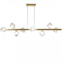 Dainolite Pearlene 8 Light Horizontal Pendant Aged Brass Clear Glass Lamp