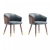 Reeva Modern Wood Vegan Leather Dining Chair in Gray - Set of 2 