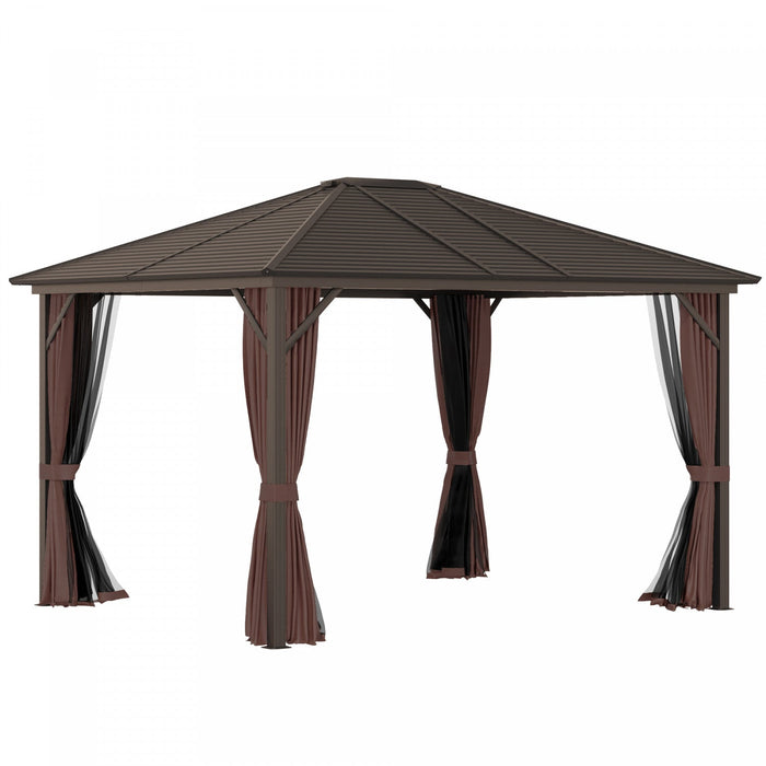 Outsunny 10' X 12' Deluxe Hardtop Gazebo With Metal Roof, Aluminum Frame Patio Gazebo Garden Sun She