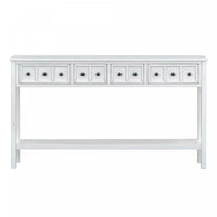 Michael Solid Wood Console Table For Entryway With Storage Drawers And Bottom Shelf - White 