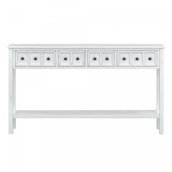 Michael Solid Wood Console Table For Entryway With Storage Drawers And Bottom Shelf - White 
