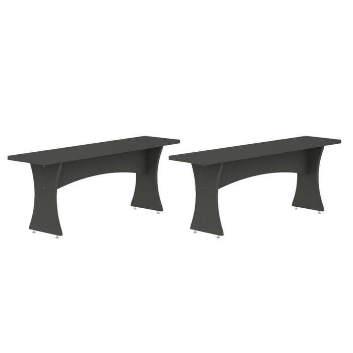 Coney Mid-Century Modern Dining Bench in Charcoal Gray - Set of 2 
