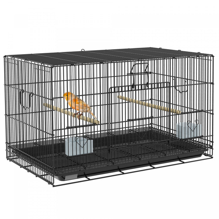 Pawhut 17.7\" Birdcage For Canaries, Lovebirds Finches, Budgie Cage With Removable Tray, Bottom Mesh 