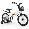 Costway 18" Kid's Bike With Removable Training Wheels & Basket For 4-8 Years Old White