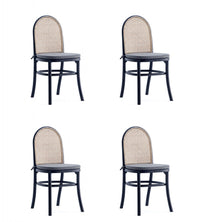 Paragon Industry Chic Cane Back Wood Upholstered Dining Chair in Black and Gray - Set of 4