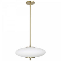 Dainolite Maddie LED Pendant 20w Aged Brass Opal White Glass Lamp