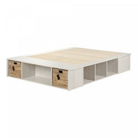 Avilla Storage Platform Bed With Wicker Baskets - Winter Oak 