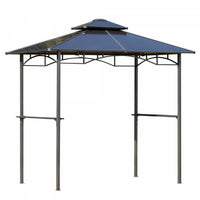 Outsunny 8' X 5' Hardtop Grill Gazebo, Aluminium Bbq Canopy Gazebo, Outdoor Canopy With Side Shelves