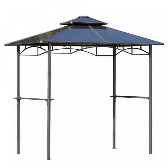Outsunny 8' X 5' Hardtop Grill Gazebo, Aluminium Bbq Canopy Gazebo, Outdoor Canopy With Side Shelves