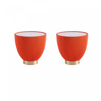 Anderson Modern Sintered Stone Top Upholstered End Table in Orange - Set of 2