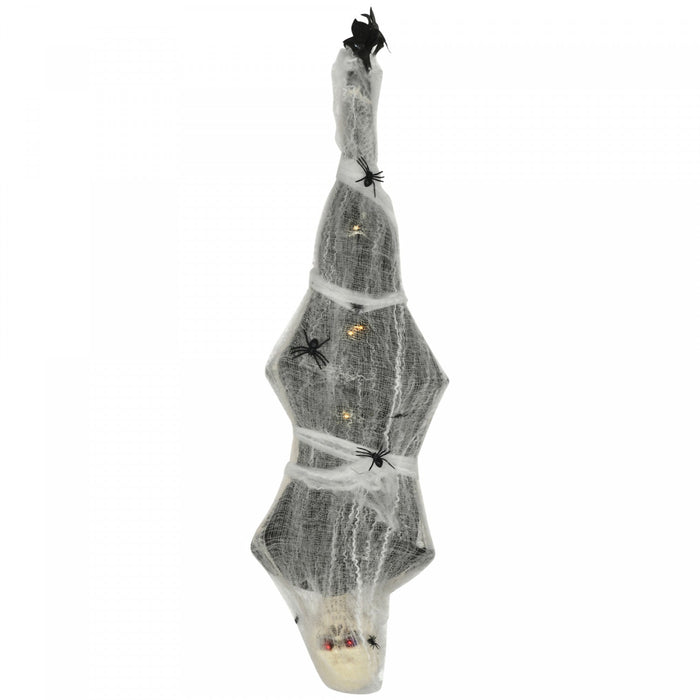 Homcom 55.9\" Animated Halloween Decoration Hanging Mummy With Spider Web