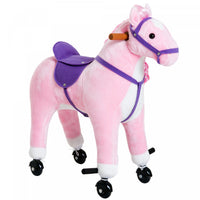 Qaba Kids Rocking Horse, Large Walking Ride On Toy For Toddlers 3 Year Old, Baby Plush Animal Rocker