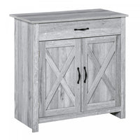 HOMCOM Farmhouse Sideboard, Buffet Cabinet with Barn Door, Grey Grain
