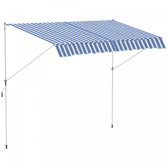 Outsunny 10x5ft Manual Retractable Awning, Patio Sun Shade Canopy Shelter With 5.6-9.2ft Support Pol