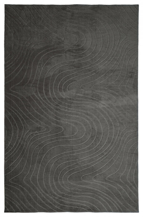Somos Contemporary Charcoal Washable Rug 6'7\" x 9'0\" Indoor Area Rug 
