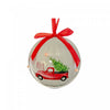 LED Ornament with Ribbon Joyeux Noel Red Truck - Set of 12 Christmas Ornaments
