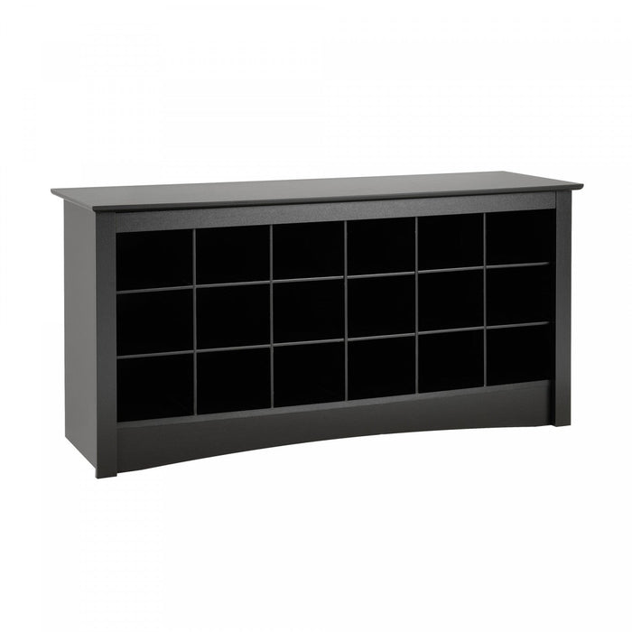 Eighteen Pair Shoe Storage Cubby Bench - Black