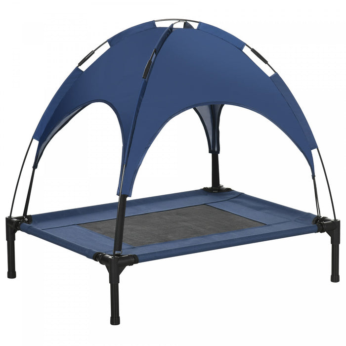 Pawhut Elevated Dog Bed With Canopy, Portable Raised Dog Cot For M Sized Dogs, Indoor & Outdoor, 30\"