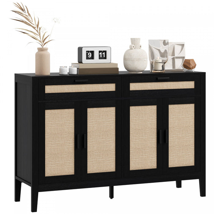 HOMCOM 53" Sideboard Buffet Cabinet with Storage Drawers and Doors, Black