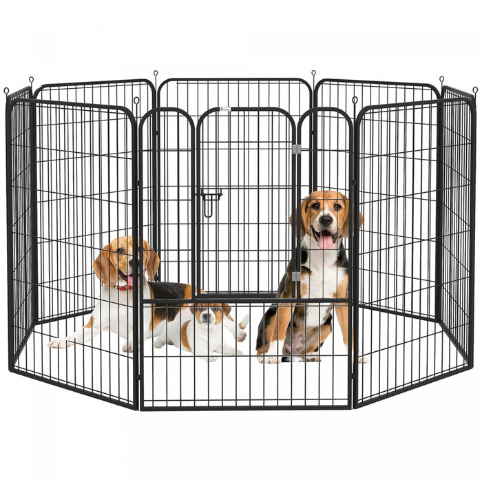 Pawhut 8 Panel Pet Playpen Play Yard Fence Home Diy Heavy-duty Metal Foldable Indoor Outdoor 31\" X 3