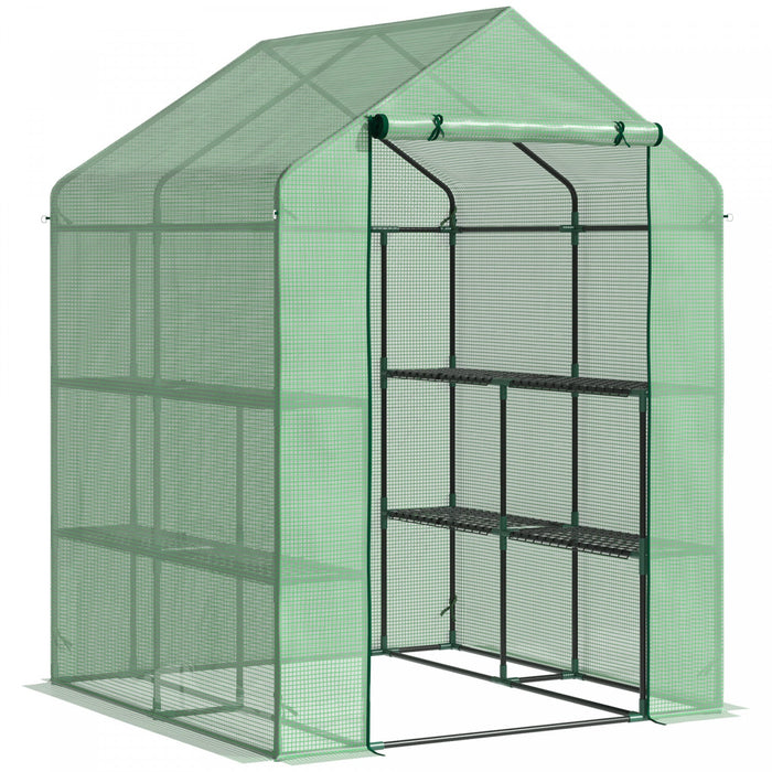 Outsunny 56\" X 54\" X 74\" Walk-in Greenhouse Portable Garden Plant Flower Seed Warm House 8 Shelves O