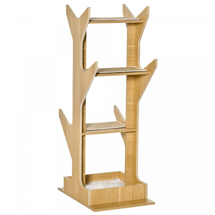 Pawhut 49\" Cat Tree With Resting House, 4-level Cat Tower Furniture With Soft Cushion, Activity Cent